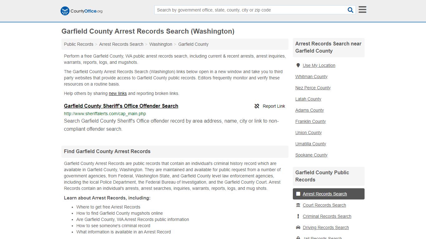 Arrest Records Search - Garfield County, WA (Arrests & Mugshots)